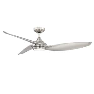 VIRTUA 52 in. Integrated LED Indoor Nickel Ceiling Fan with White Polycarbonate (PC) Plastic Shade