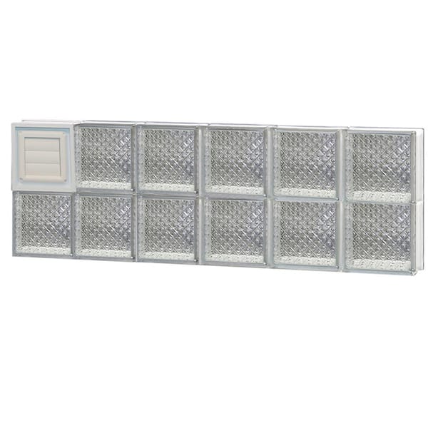 Clearly Secure 46.5 in. x 15.5 in. x 3.125 in. Frameless Diamond Pattern Glass Block Window with Dryer Vent