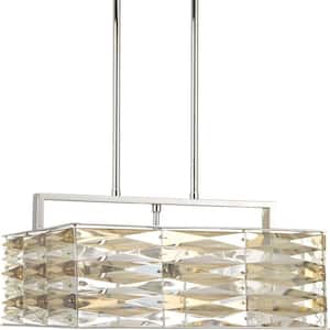 The Pointe Collection 5-Light Polished Chrome Pendant with Clear And Champagne Glass