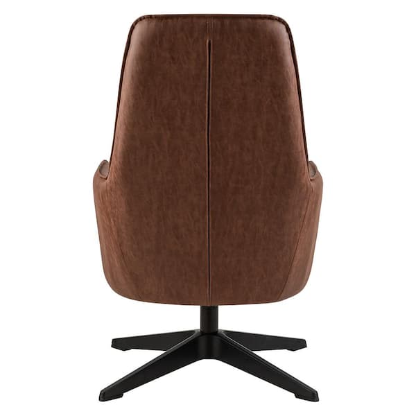 Boca Brown and Black Faux Leather Accent Arm Chair with Padded Headrest