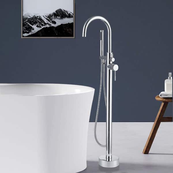 Satico 44.9 in. Single-Handle Classical Freestanding Bathtub Faucet with Hand Shower in Chrome