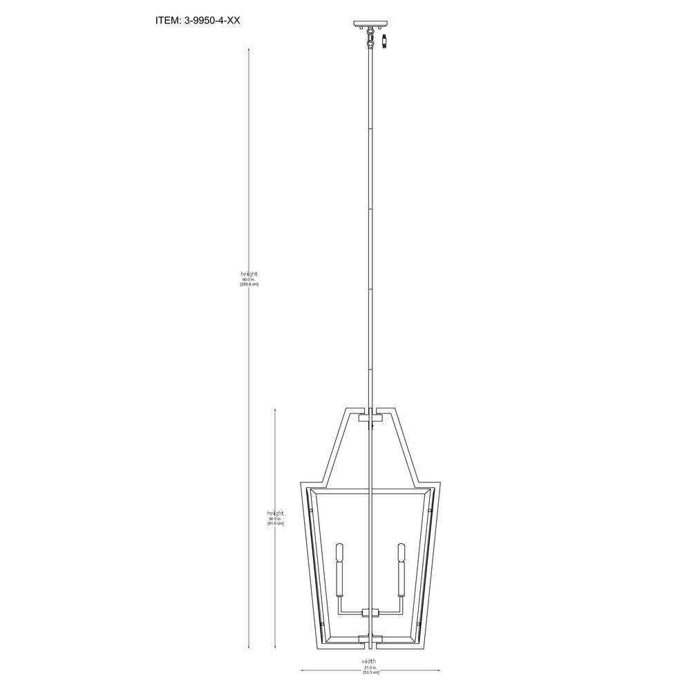Matte Black 4-Light Pendant with Clear Beveled Glass Shade