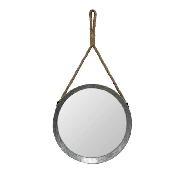Grey 11.8 in W x 11.8 in. H Rustic Round Metal Framed Mirror