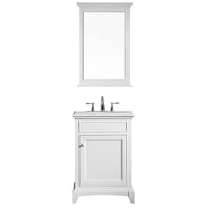 Elite Stamford 24 in. W x 24 in. D x 36 in. H Bath Vanity in White with White Carrara Marble Top with White Sink