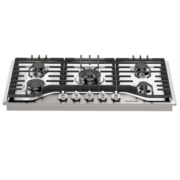 GASLAND 36 in. NG/LPG Convertible Gas Cooktop in Stainless Steel with 5 Burner with Thermocouple Protection