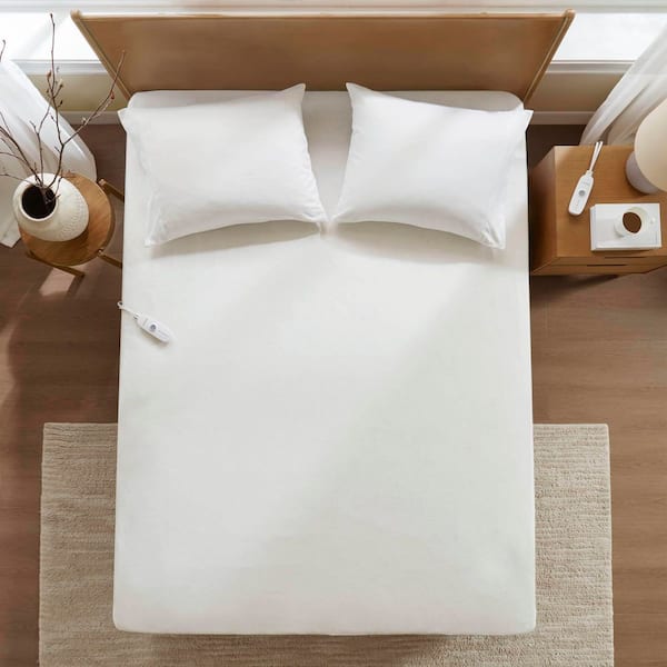 Tahanbath Queen Soft 18 in.1-Piece Heated Mattress Pad,White ZKT