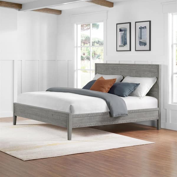 Alaterre Furniture Arden Panel Driftwood Gray Wood Frame King Platform Bed