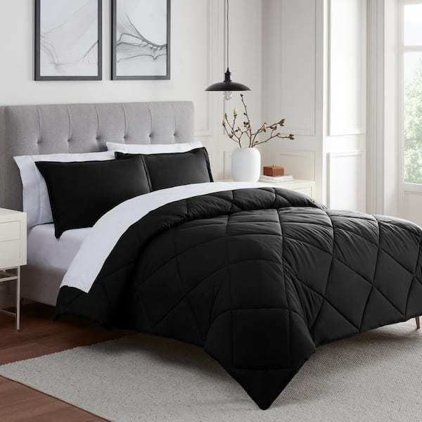 Eclipse Sleep Solutions Hall 3Piece Black Solid Polyester King Comforter Set 13513000804 The