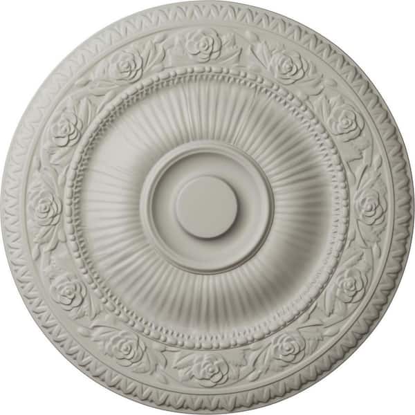 Ekena Millwork 24-1/4 in. x 2 in. Neuveau Urethane Ceiling Medallion (Fits Canopies upto 6-3/8 in.), Pot of Cream