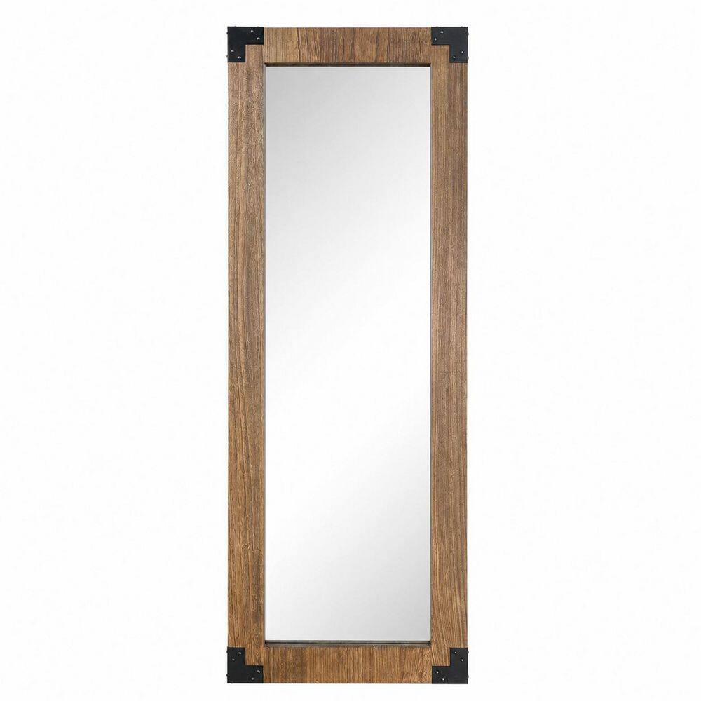 32 in. W x 71 in. H Rectangular Framed Light Walnut Wood Full-Length Floor Mirror with Metal Accents price history on PriceWatchPro