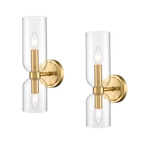 CLAXY 12.2 in. 4 light Gold Modern Wall Sconce with Glass Shade DE ...