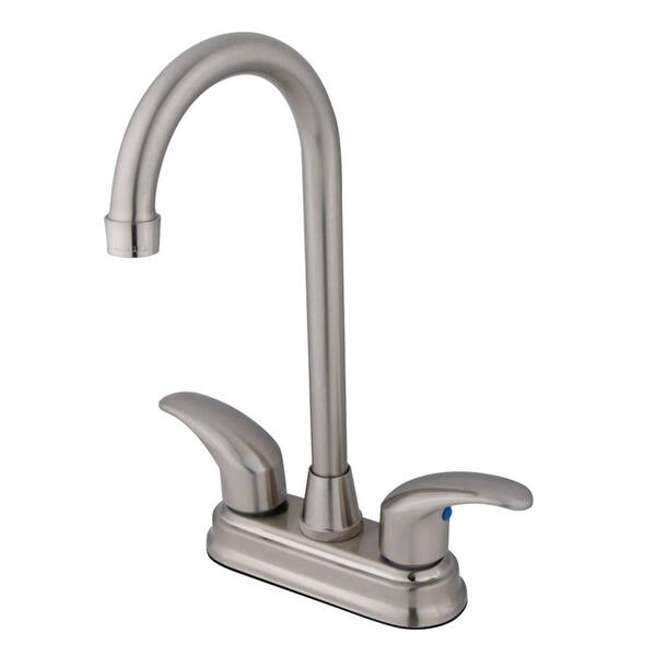 Kingston Brass Legacy 2-Handle Deck Mount Gooseneck Bar Prep Faucets in Brushed Nickel