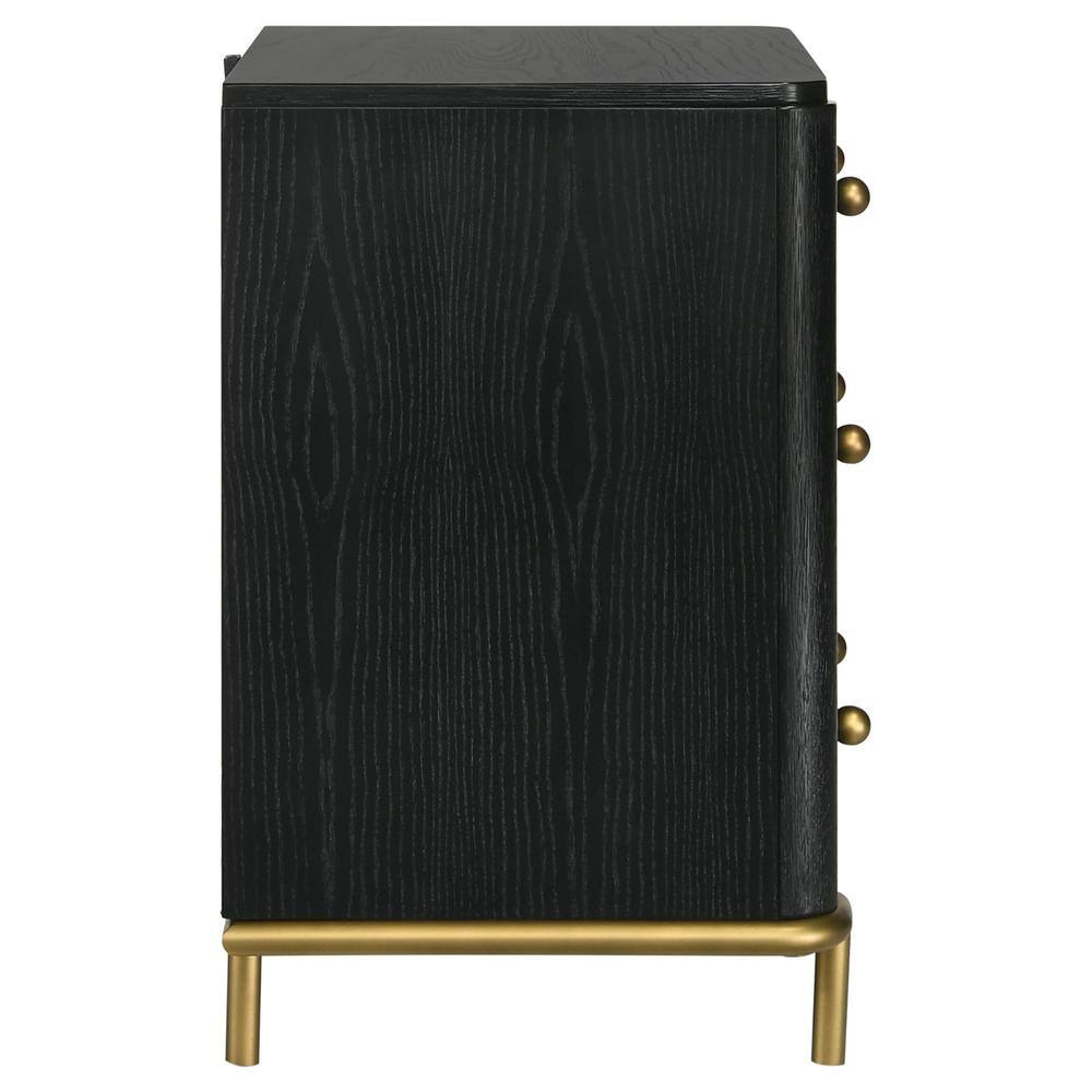 Arini Black 3-Drawer Nightstand with USB Port