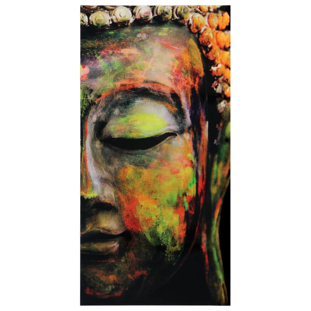 Large Multicolor Buddha Tempered Glass Wall Art Panel
