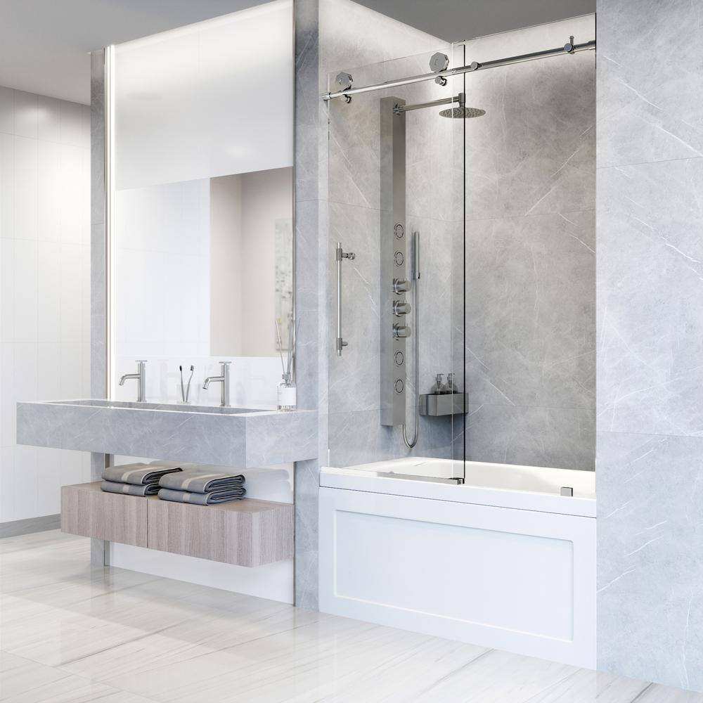 Elan Hart 60" Frameless Sliding Tub Door with Clear Glass