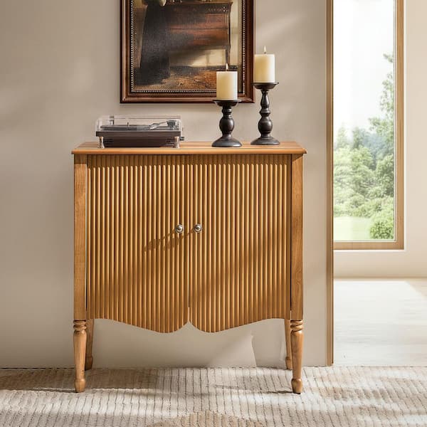 Ella Oak Transitional 33 in. 2-Door Accent Cabinet with Adjustable Shelves