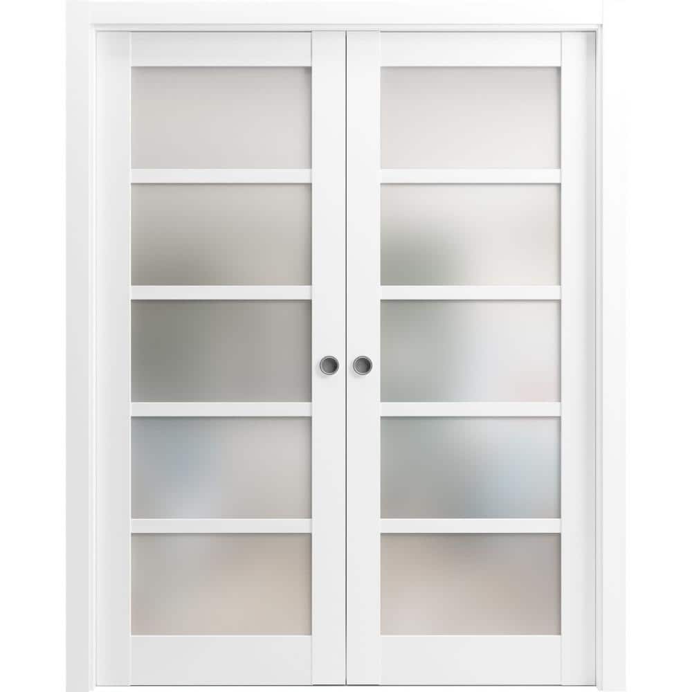 Assemble Required 56 in. x 96 in. 2-Panel White Finished MDF Sliding Door with Hardware price history on PriceWatchPro