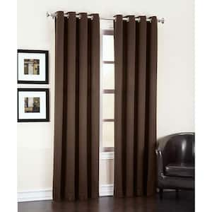 Chocolate Solid Grommet Room Darkening Curtain - 54 in. W x 63 in. L