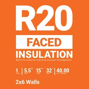 R- 20 Faced Fiberglass Insulation Roll 15 in. x 32 ft. (1 Roll)