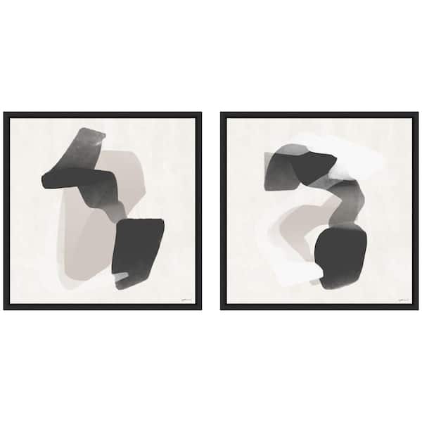 2-Piece Sylvie "Abstract Neutral 01 and 02 2-Piece" by Gabrielly Guedes Abstract Framed Art Print Set 22 in. x 22 in.