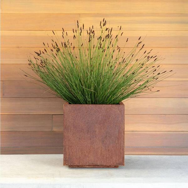 Veradek Metallic Series Cube Small Planter Corten Steel 