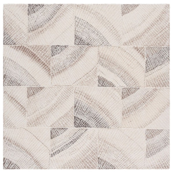 SAFAVIEH Abstract 6 ft. x 6 ft. Ivory/Brown Geometric Abstract Tile square Area Rug