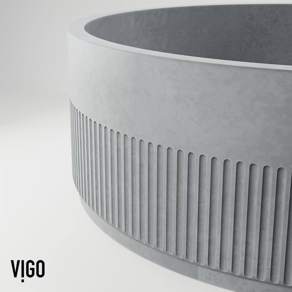 Matte Black Concrete Round Vessel Sink with Faucet
