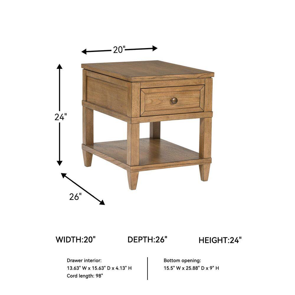 Sharlance 20 in. Light Brown Rectangle Wood End Table With Storage - thumbnail 7