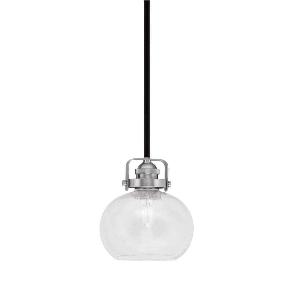 Decatur 60Watt 1Light Black & Nickel Light Mini Pendant with 7" Clear