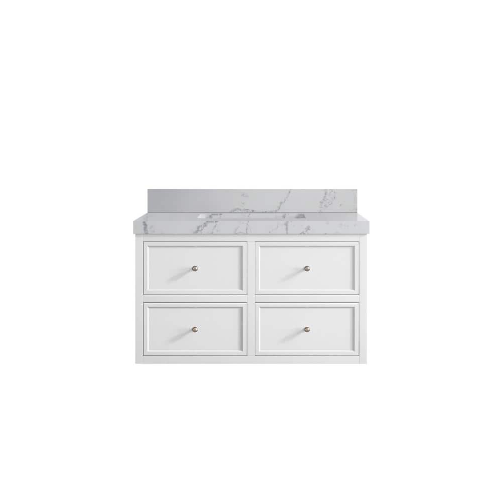 Roswell Floating 36 in. Single Sink Freestanding White Bath Vanity with Venatino Qt. Top Unassembled price history on PriceWatchPro