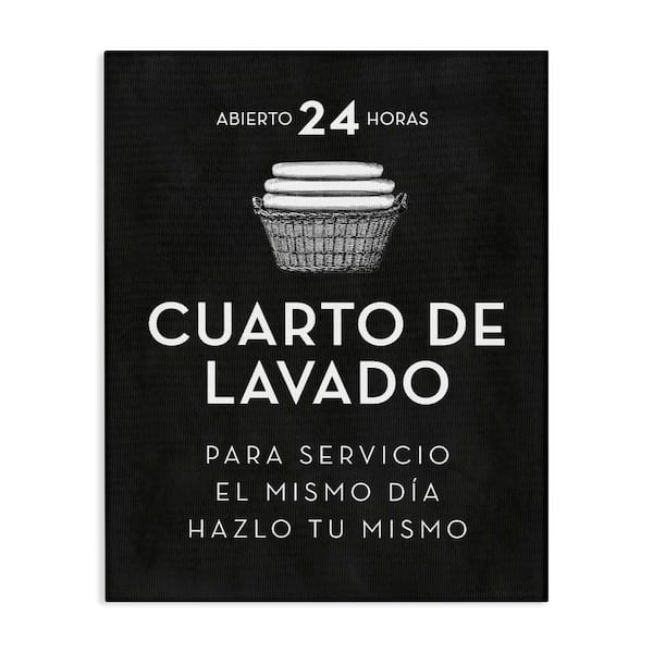 Stupell Industries Vintage Laundry Ad Black by Lettered and Lined Gallery Wrapped Unframed Typography Graphic Art Print 40 in. x 30 in.