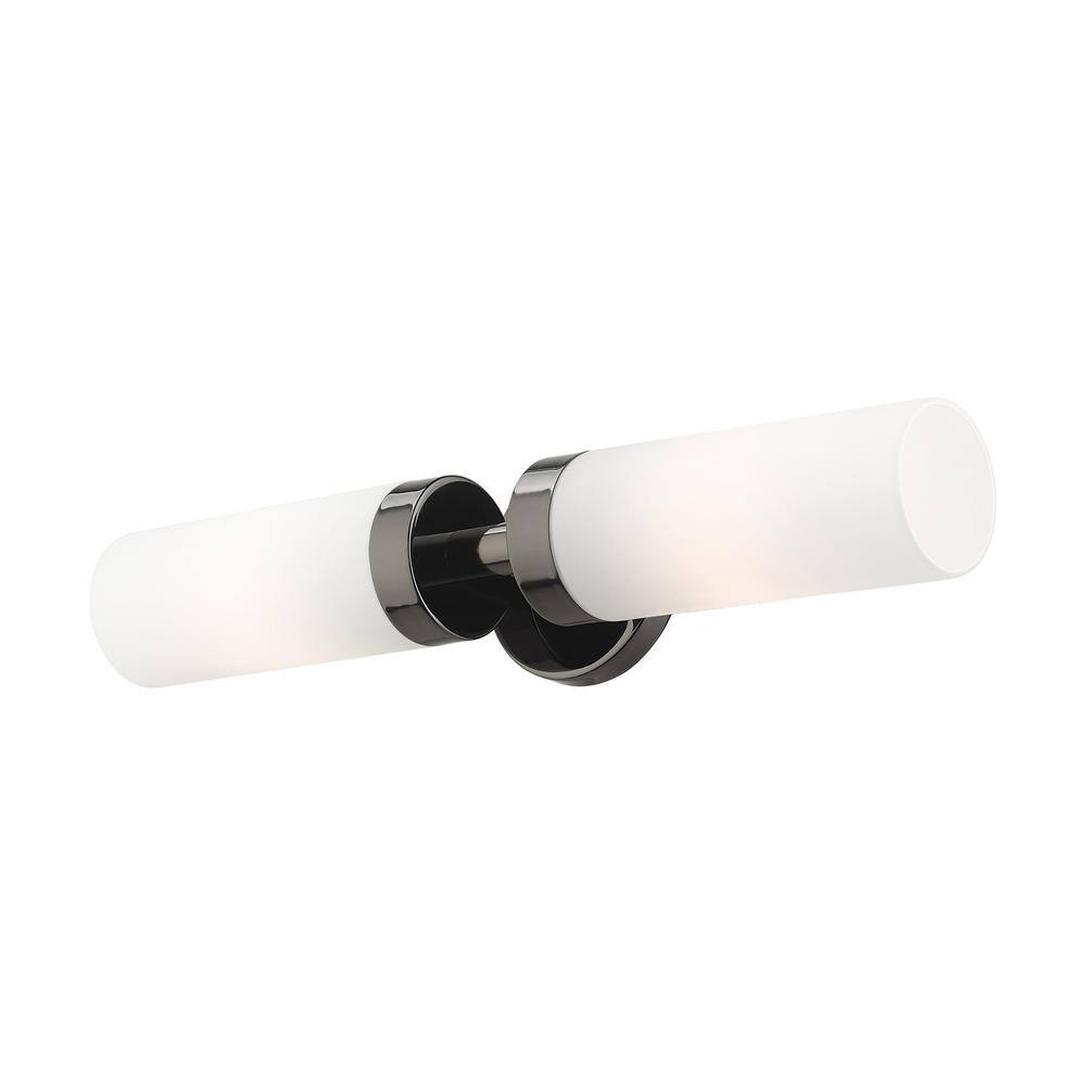 Black Chrome Dual-Light Outdoor Sconce with Satin Opal White Glass