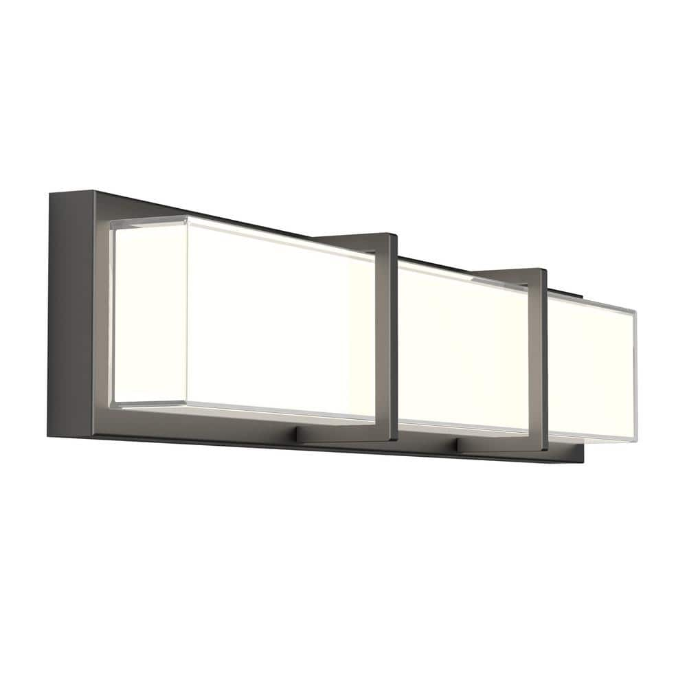 Artika Subway 27 in. 1-Light Matte Black Modern Integrated LED Vanity Light Bar for Bathroom with Frosted Glass