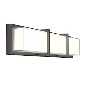 Subway 27 in. 1-Light Matte Black Modern Integrated LED Vanity Light Bar for Bathroom with Frosted Glass
