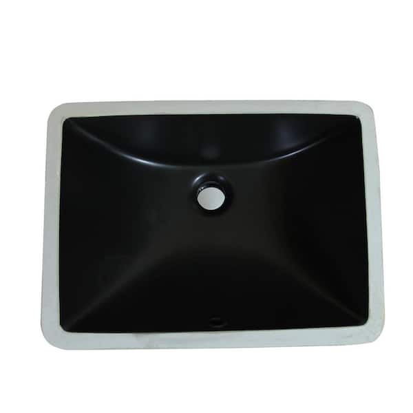 Yingze 18 in. Undermount Rectangular Bathroom Sink in Matte Black
