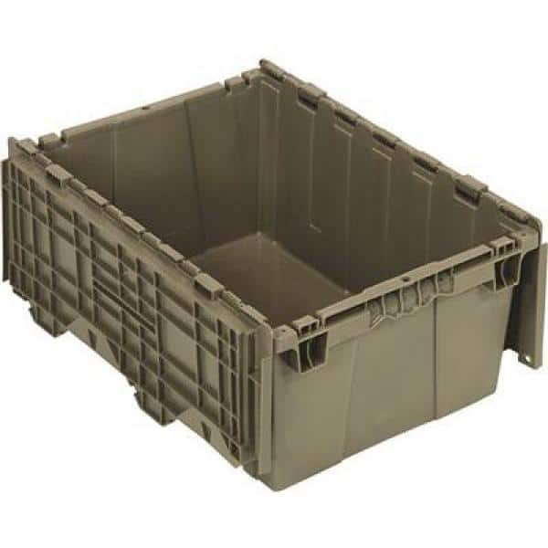 Gray High-Density Polyethylene Storage Container with Flip-Top Lid, 21" x 15" x 9"