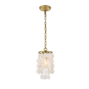 Timeless Home Stephen 6 in. W x 13.1 in. H 1-Light Brass and White Pendant