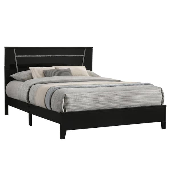 Furniture of America Crossing Glam Black California King Solid Wood Frame Platform Bed