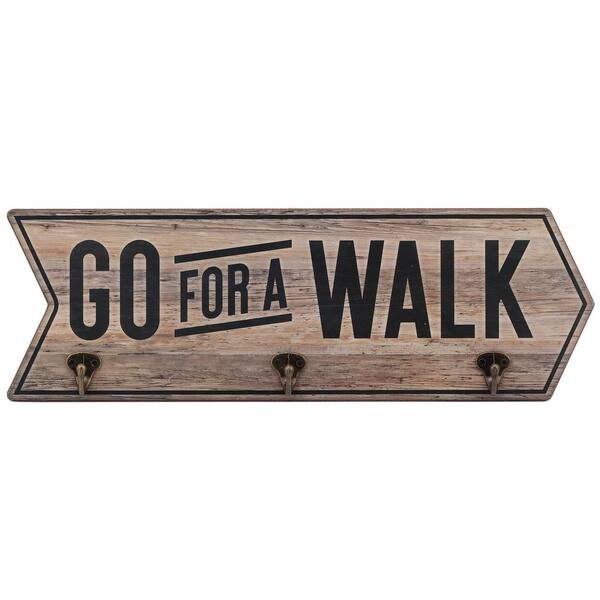 Open Road Brands Go For a Walk Wooden with Wall Hooks