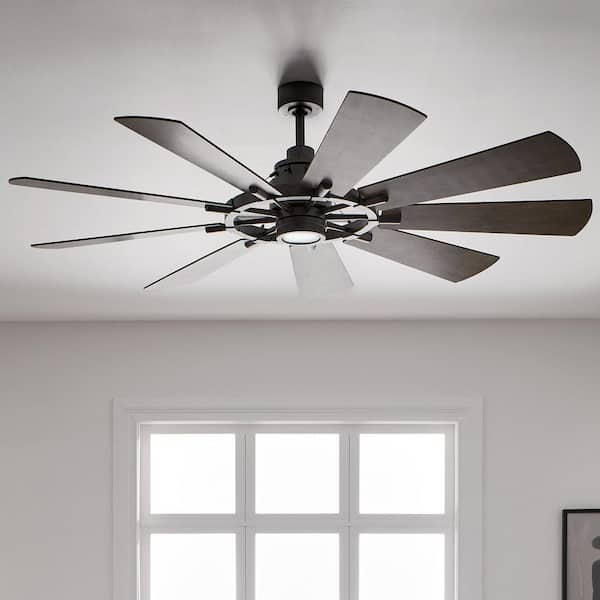 KICHLER Gentry 65 in. Indoor Anvil Iron Downrod Mount Ceiling Fan with Integrated LED with Wall Control Included