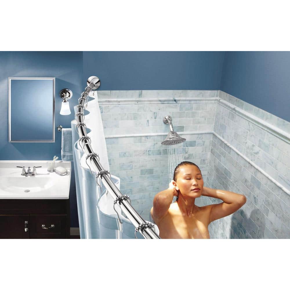 Adjustable Chrome Tension Curved Shower Curtain Rod