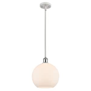 Athens 1-Light White and Polished Chrome Globe Pendant Light with Matte White Glass Shade