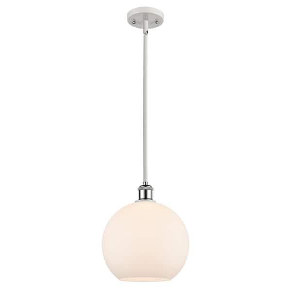 Innovations Athens 1-Light White and Polished Chrome Globe Pendant Light with Matte White Glass Shade