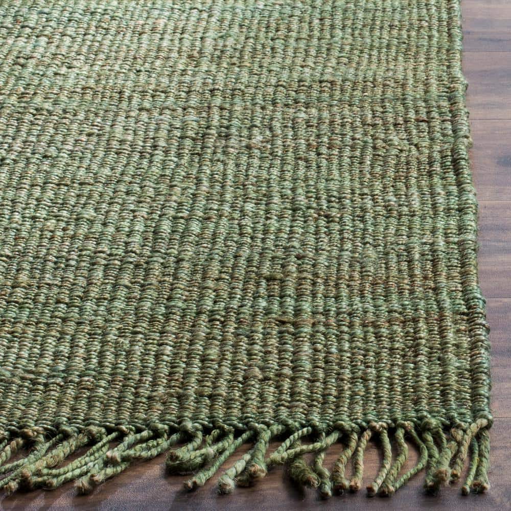 Handmade Green Jute Round Non-slip Area Rug, 30"