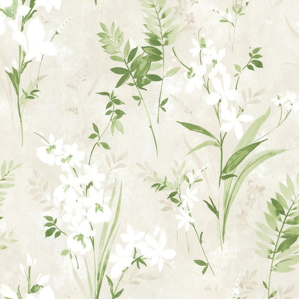 Brewster Driselle Green Floral Paper Strippable Roll Wallpaper (Covers 56.4 sq. ft.)