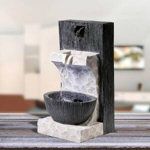 14 in. Tall Modern Cascading Tabletop Fountain Decoration with LED Lights