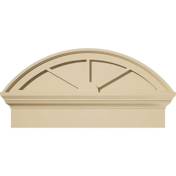 Ekena Millwork 26-in. W x 13-3/8-in. H x 2-3/4-in. P Segment Arch 3 Spoke Signature Urethane Combination Pediment, Primed Tan