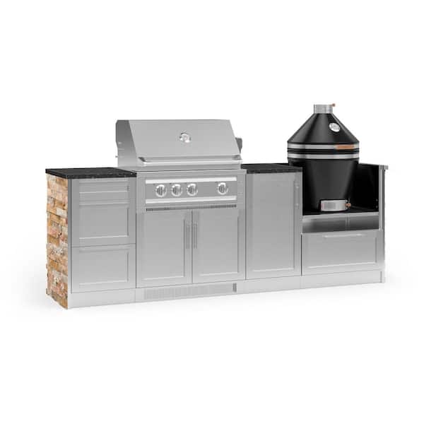 NewAge Products Signature Series 100.16 in. x 25.5 in. x 57.5 in. 8-Piece Outdoor Kitchen Cabinet Set with Natural Gas 33 in. Grill