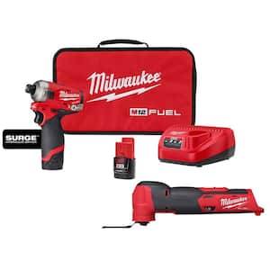 M12 FUEL 12V Lithium-Ion Brushless Cordless SURGE 1/4 in. Hex Impact Driver and Oscillating Multi-Tool Combo Kit