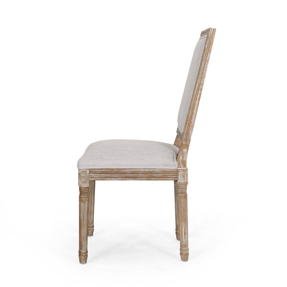 Elegant Fluted Leg High-Back Side Chair in Light Gray, Set of 2